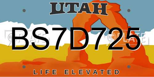 BS7D725 Utah License Plate