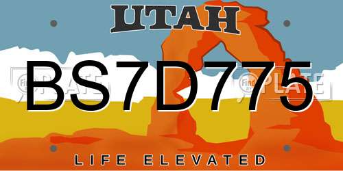 BS7D775 Utah License Plate