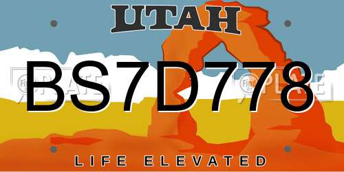 BS7D778 Utah License Plate