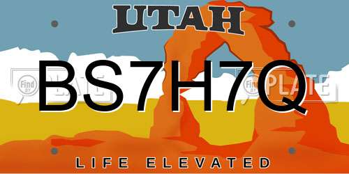 BS7H7Q Utah License Plate