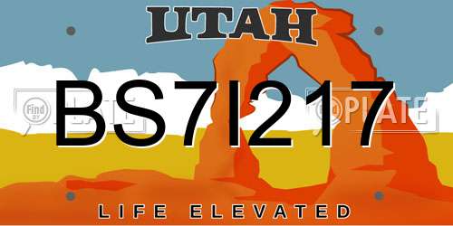BS7I217 Utah License Plate