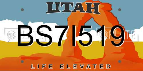 BS7I519 Utah License Plate