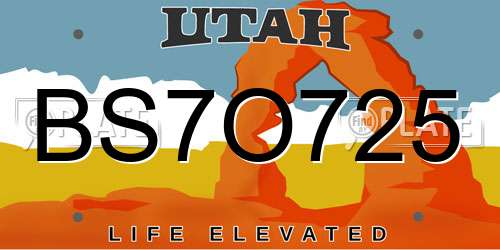 BS7O725 Utah License Plate