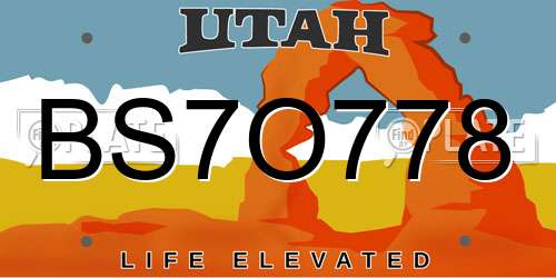 BS7O778 Utah License Plate