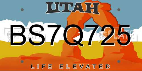 BS7Q725 Utah License Plate