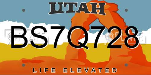 BS7Q728 Utah License Plate