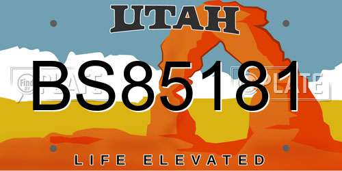 BS85181 Utah License Plate