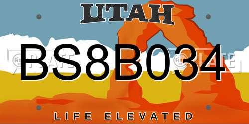 BS8B034 Utah License Plate