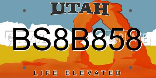 BS8B858 Utah License Plate