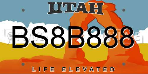 BS8B888 Utah License Plate