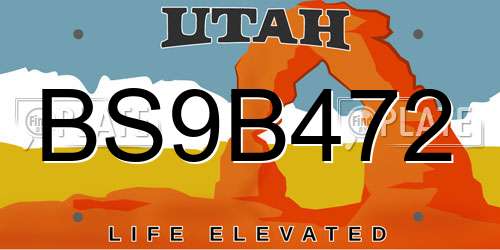 BS9B472 Utah License Plate