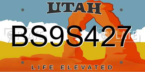 BS9S427 Utah License Plate