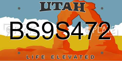 BS9S472 Utah License Plate
