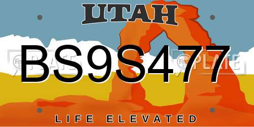 BS9S477 Utah License Plate