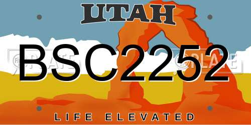 BSC2252 Utah License Plate
