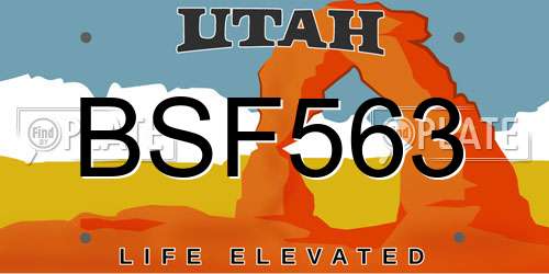 BSF563 Utah License Plate