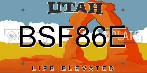 BSF86E Utah License Plate