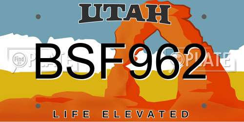 BSF962 Utah License Plate