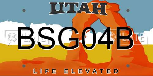 BSG04B Utah License Plate