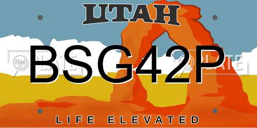 BSG42P Utah License Plate