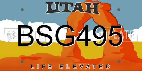 BSG495 Utah License Plate