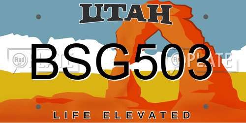 BSG503 Utah License Plate