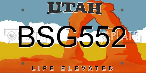 BSG552 Utah License Plate