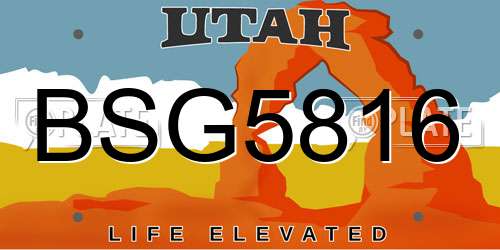 BSG5816 Utah License Plate