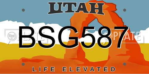 BSG587 Utah License Plate