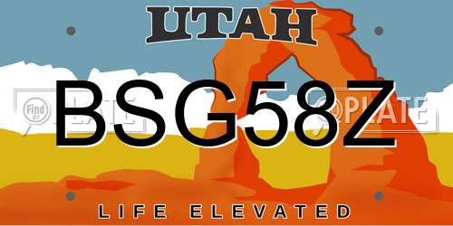 BSG58Z Utah License Plate