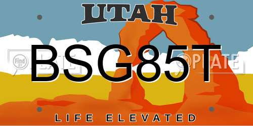 BSG85T Utah License Plate