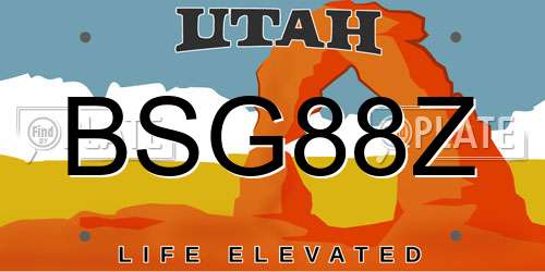 BSG88Z Utah License Plate