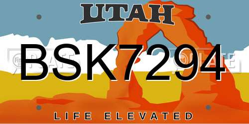 BSK7294 Utah License Plate