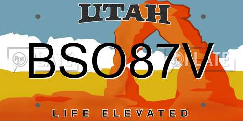 BSO87V Utah License Plate