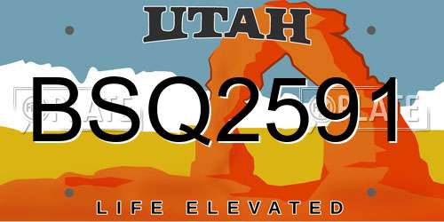 BSQ2591 Utah License Plate