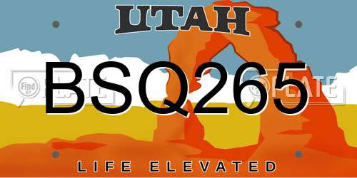 BSQ265 Utah License Plate