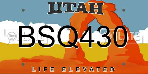 BSQ430 Utah License Plate