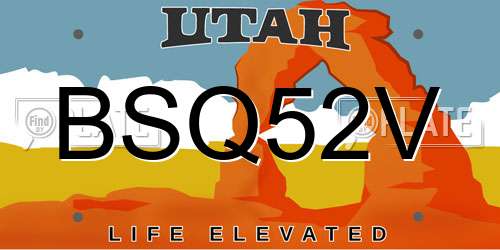 BSQ52V Utah License Plate