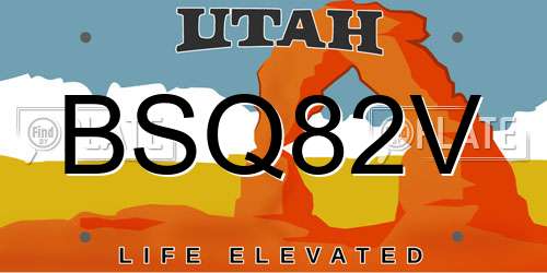 BSQ82V Utah License Plate