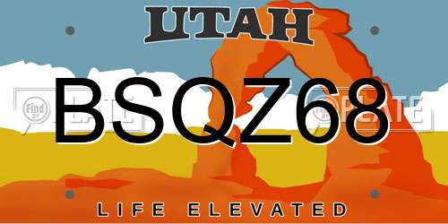 BSQZ68 Utah License Plate