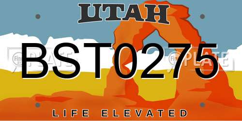BST0275 Utah License Plate