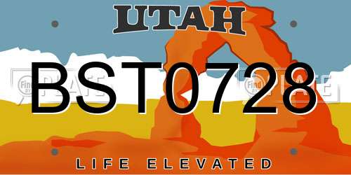 BST0728 Utah License Plate