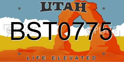 BST0775 Utah License Plate