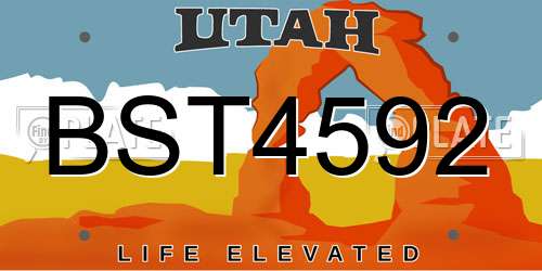 BST4592 Utah License Plate