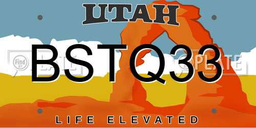 BSTQ33 Utah License Plate