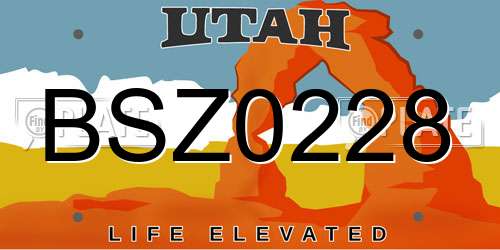 BSZ0228 Utah License Plate