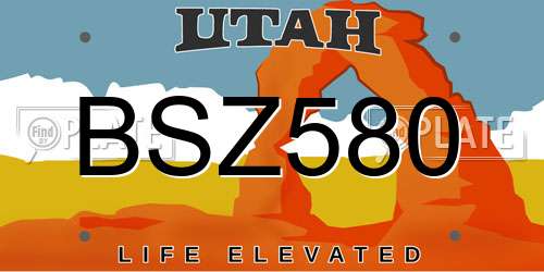 BSZ580 Utah License Plate