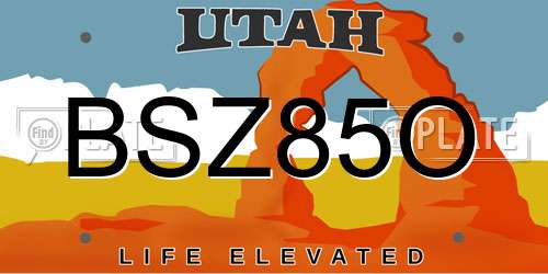 BSZ85O Utah License Plate