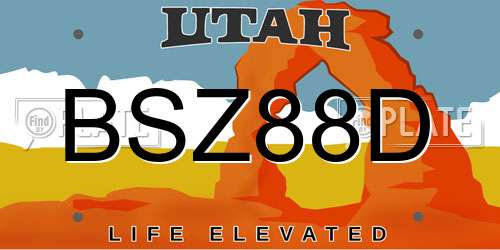 BSZ88D Utah License Plate