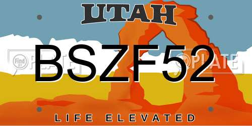 BSZF52 Utah License Plate